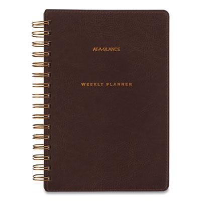 View larger image of Signature Collection Distressed Brown Weekly Monthly Planner, 8.5 x 5.5, Brown Cover, 13-Month (Jan to Jan): 2023 to 2024