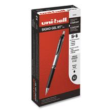 Signo Gel Pen, Retractable, Medium 0.7 mm, Black Ink, Silver/Black Barrel, Dozen