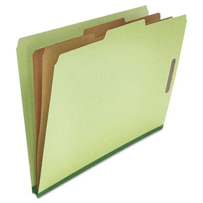 View larger image of Six-Section Pressboard Classification Folders, 2" Expansion, 2 Dividers, 6 Fasteners, Legal Size, Green Exterior, 10/Box