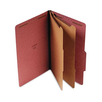 View larger image of Six-Section Pressboard Classification Folders, 2" Expansion, 2 Dividers, 6 Fasteners, Legal Size, Red Exterior, 10/Box