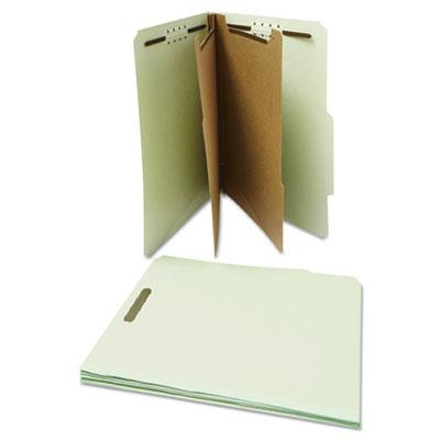 View larger image of Six-Section Pressboard Classification Folders, 2" Expansion, 2 Dividers, 6 Fasteners, Letter Size, Gray-Green, 10/Box