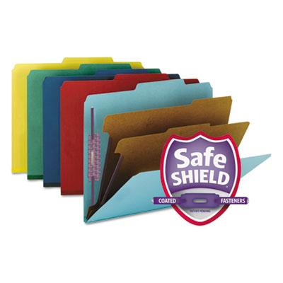 View larger image of Six-Section Pressboard Top Tab Classification Folders, Six SafeSHIELD Fasteners, 2 Dividers, Letter Size, Assorted, 10/Box