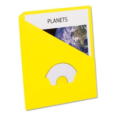 View larger image of Slash Pocket Project Folders, 3-Hole Punched, Straight Tab, Letter Size, Yellow, 25/Pack