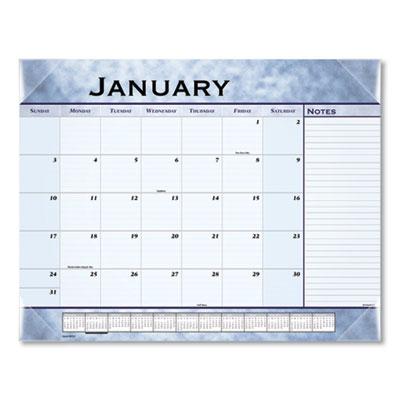 View larger image of Slate Blue Desk Pad, 22 x 17, White Sheets, Clear Corners, 12-Month (Jan to Dec): 2023