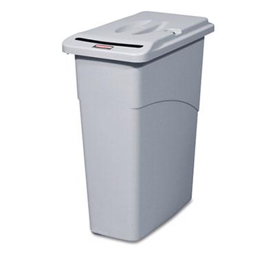 View larger image of Slim Jim Confidential Document Waste Receptacle with Lid, 23 gal, Light Gray