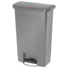 Slim Jim Streamline Resin Step-On Container, Front Step Style, 13 gal, Polyethylene, Gray