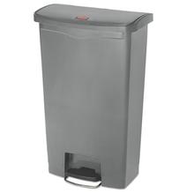 Slim Jim Streamline Resin Step-On Container, Front Step Style, 18 gal, Polyethylene, Gray