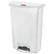 Slim Jim Streamline Resin Step-On Container, Front Step Style, 24 gal, Polyethylene, White