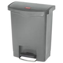 Slim Jim Streamline Resin Step-On Container, Front Step Style, 8 gal, Polyethylene, Gray