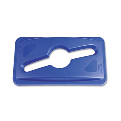 View larger image of Slim Jim Single Stream Recycling Top for Slim Jim Containers, 12.1w x 21d x 2.75h, Blue