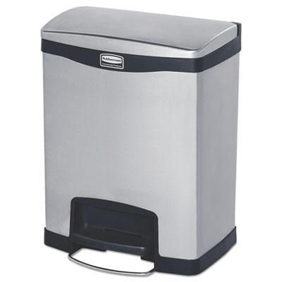 View larger image of Slim Jim Stainless Steel Step-On Container, Front Step Style, 8 gal, Stainless Steel, Black