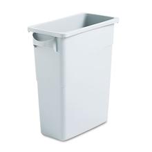 Slim Jim Waste Container with Handles, 15.9 gal, Plastic, Light Gray