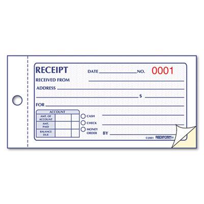 View larger image of Small Money Receipt Book, Two-Part Carbonless, 2.75 x 5, 50 Forms Total