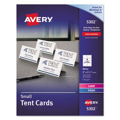 View larger image of Small Tent Card, White, 2 x 3 1/2, 4 Cards/Sheet, 160/Box