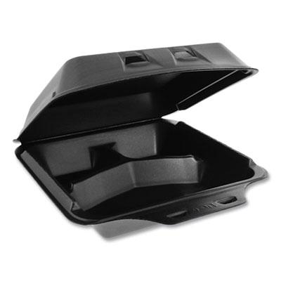 View larger image of SmartLock Foam Hinged Lid Container, Large, 3-Compartment, 9 x 9.5 x 3.25, Black, 150/Carton