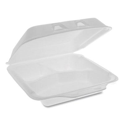 View larger image of SmartLock Foam Hinged Lid Container, Small, 3-Compartment, 7.5 x 8 x 2.63, White, 150/Carton