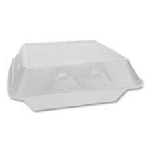 SmartLock Vented Foam Hinged Lid Container, 3-Compartment, 9 x 9.25 x 3.25, White, 150/Carton