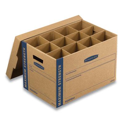 View larger image of SmoothMove Kitchen Moving Kit with Dividers + Foam, Half Slotted Container (HSC), Medium, 12.25" x 18.5" x 12", Brown/Blue