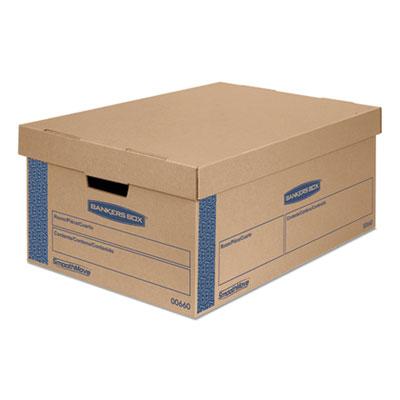 View larger image of SmoothMove Prime Moving/Storage Boxes, Lift-Off Lid, Half Slotted Container, Large, 15" x 24" x 10", Brown/Blue, 8/Carton