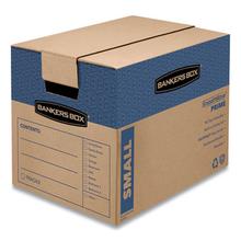 SmoothMove Prime Moving/Storage Boxes, Hinged Lid, Regular Slotted Container, Small, 12" x 16" x 12", Brown/Blue, 10/Carton