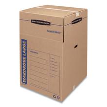 SmoothMove Wardrobe Box, Regular Slotted Container (RSC), 24" x 24" x 40", Brown/Blue, 3/Carton