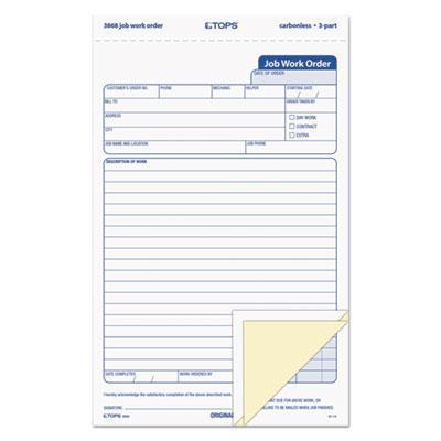 View larger image of Job Work Order, Three-Part Carbonless, 5.66 x 8.63, 50 Forms Total