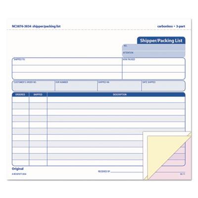 View larger image of Triplicate Snap-Off Shipper/Packing List, Three-Part Carbonless, 8.5 x 7, 50 Forms Total