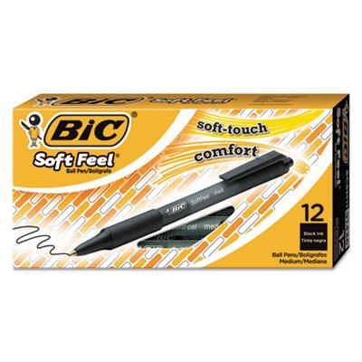 View larger image of Soft Feel Retractable Ballpoint Pen, Medium 1mm, Black Ink/Barrel, Dozen