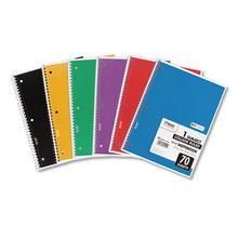 Spiral Notebook, 1-Subject, Medium/College Rule, Assorted Cover Colors, (70) 10.5 x 8 Sheets, 6/Pack