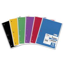 Spiral Notebook, 3-Hole Punched, 1-Subject, Wide/Legal Rule, Randomly Assorted Cover Color, (70) 10.5 x 7.5 Sheets