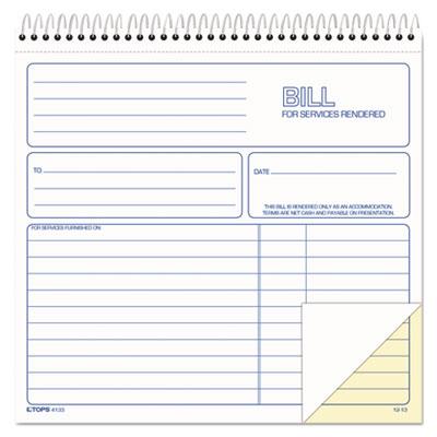 View larger image of Bill for Services Rendered Book, Two-Part Carbonless, 8.5 x 7.75, 50 Forms Total