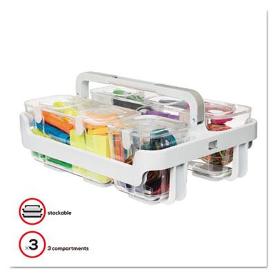 View larger image of Stackable Caddy Organizer with S, M and L Containers, White Caddy, Clear Containers