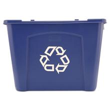 Stacking Recycle Bin, Rectangular, Polyethylene, 14 gal, Blue