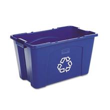 Stacking Recycle Bin, Rectangular, Polyethylene, 18 gal, Blue