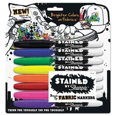 View larger image of Stained Fabric Markers, Medium Brush Tip, Assorted Colors, 8/Pack
