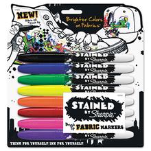 Stained Fabric Markers, Medium Brush Tip, Assorted Colors, 8/Pack