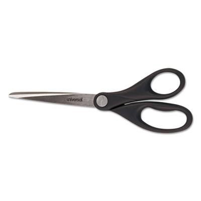 View larger image of Stainless Steel Office Scissors, Pointed Tip, 7" Long, 3" Cut Length, Black Straight Handle