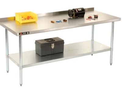 View larger image of Stainless Steel Table, 60 x 24", Undershelf, 2-1/4" Backsplash, 18 Gauge