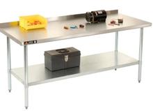Stainless Steel Table, 60 x 24", Undershelf, 2-1/4" Backsplash, 18 Gauge