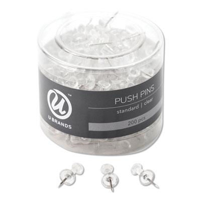 View larger image of Standard Push Pins, Plastic, Clear, 0.44", 200/Pack