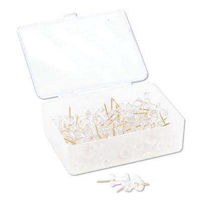 View larger image of Standard Push Pins, Plastic, Clear, Clear Head/Gold Pin, 0.44", 100/Pack