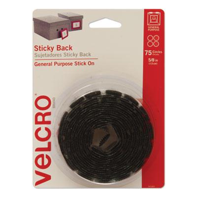 View larger image of Sticky-Back Fasteners, Removable Adhesive, 0.63" dia, Black, 75/Pack