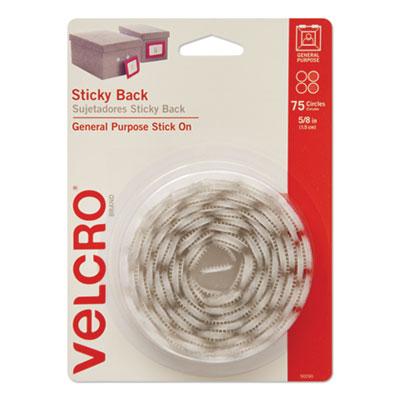 View larger image of Sticky-Back Fasteners, Removable Adhesive, 0.63" dia, White, 75/Pack