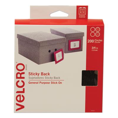 View larger image of Sticky-Back Fasteners, Removable Adhesive, 0.75" dia, Black, 200/Box