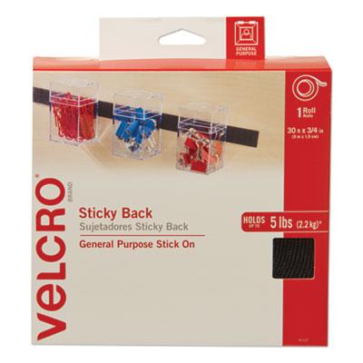 View larger image of Sticky-Back Fasteners, Removable Adhesive, 0.75" x 30 ft, Black