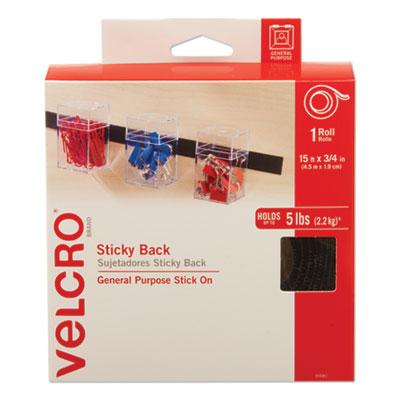 View larger image of Sticky-Back Fasteners with Dispenser, Removable Adhesive, 0.75" x 15 ft, Black