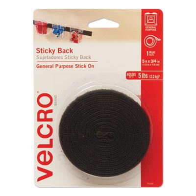 View larger image of Sticky-Back Fasteners with Dispenser, Removable Adhesive, 0.75" x 5 ft, Black