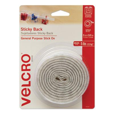 View larger image of Sticky-Back Fasteners with Dispenser, Removable Adhesive, 0.75" x 5 ft, White