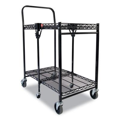 View larger image of Stowaway Folding Carts, Metal, 2 Shelves, 250 lb Capacity, 29.63" x 37.25" x 18", Black