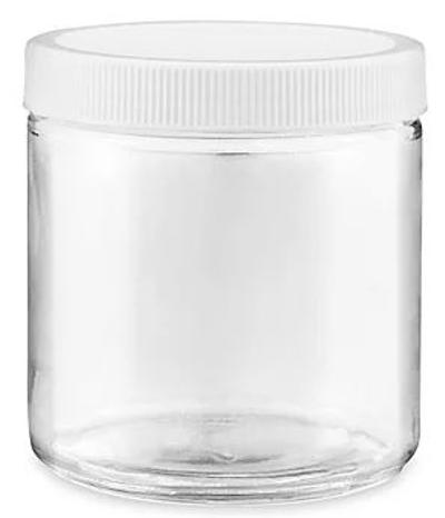 View larger image of Straight-Sided Clear Glass Jar, 16 oz, White Plastic Cap